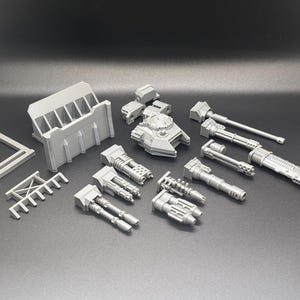 3D Printed Turret Weapons & Dozer Blade DIY Kit | FDM Wargaming accessories | Compatible with our Hippo Rhino Tank | 28mm Sci-Fi Miniatures
