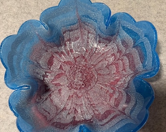 Tigela Bloom Azul, Vermelha e Prateada