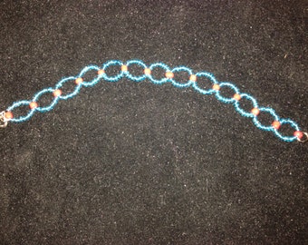Pulseira - Turquesa e Contas Vermelhas