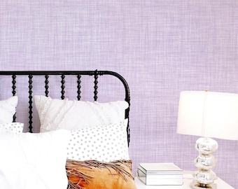 Pastel Lavender Linen Look Texture Wallpaper.Removable Pre-pasted or Peel & Stick, Minimalist Wallpaper for Tween/Teen Girl Room Decor