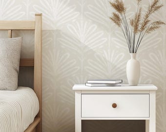 Beige Watercolor Palm Leaf Wallpaper: Coastal Peel and Stick