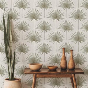 brown tropical palm leaf wallpaper for renters, boho coastal wallpaper, beach house wallpaper, peel and stick wallpaper, removable wallpaper
