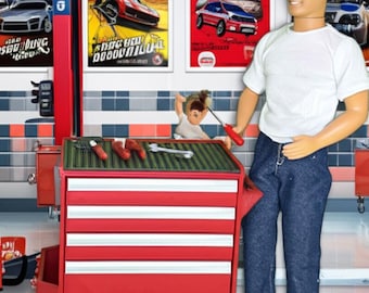Tool Storage Cabinet with 20+ Accessories, 1/6 Scale, 3D Printed
