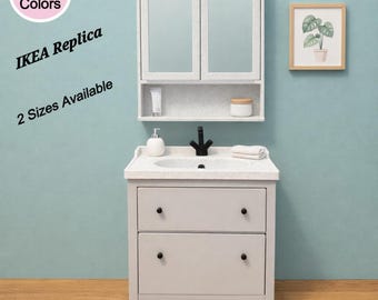 IKEA Replica Vanities with Deep Drawers & Wall Cabinets with Mirrors,  1/6 Scale,  Personalized
