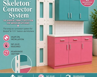 1/6 Scale Skeleton Connectors for Modular Kitchen Collection