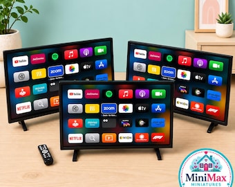 1/6 Scale TV-3 Sizes-Removable Stands & Remote-Custom Screen Option for 11.5 Fashion Dolls