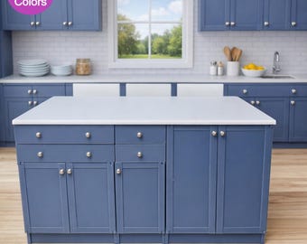Kitchen Island with Lots of Storage, 2 Sizes Available, 1/6 Scale, Personalized Colors