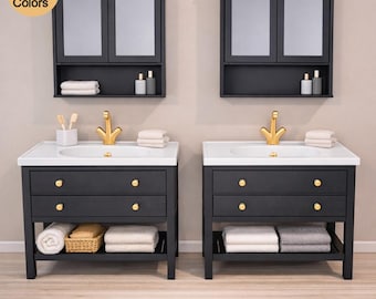 IKEA Replica Vanities and Wall Cabinets with Mirrors,  1/6 Scale,  Personalized Colors