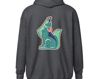 Howling Coyote Zip-Up Hoodie (Teal)
