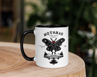 Mothman Ceramic Mug: Cryptid Art - Black or Red