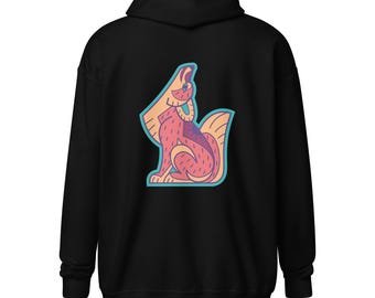 Howling Coyote Zip-Up Hoodie (Pink)