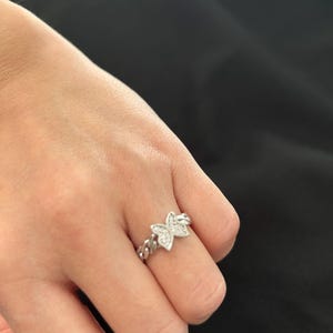 Tiny Butterfly Sterling Silver Ring, Adjustable & Minimalist, Delicate Gift for Her