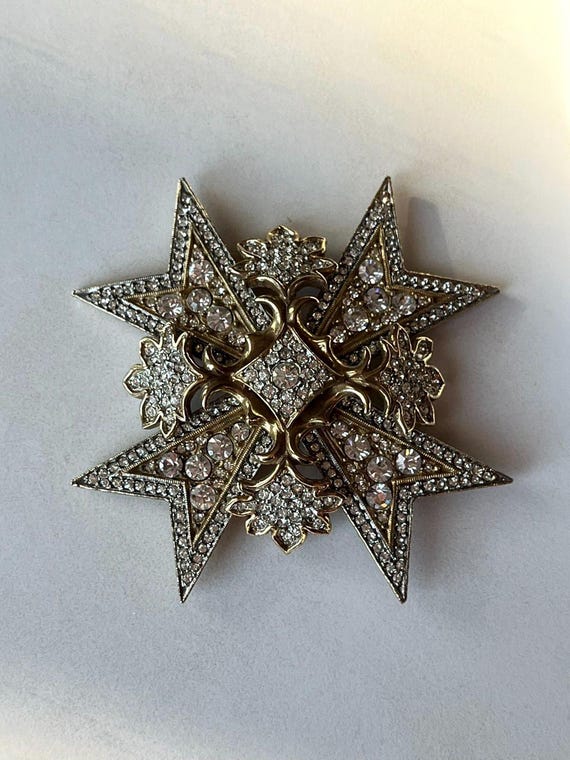 Kenneth Jay Lane Crystal Star Brooch: 1960s Vinta… - image 4