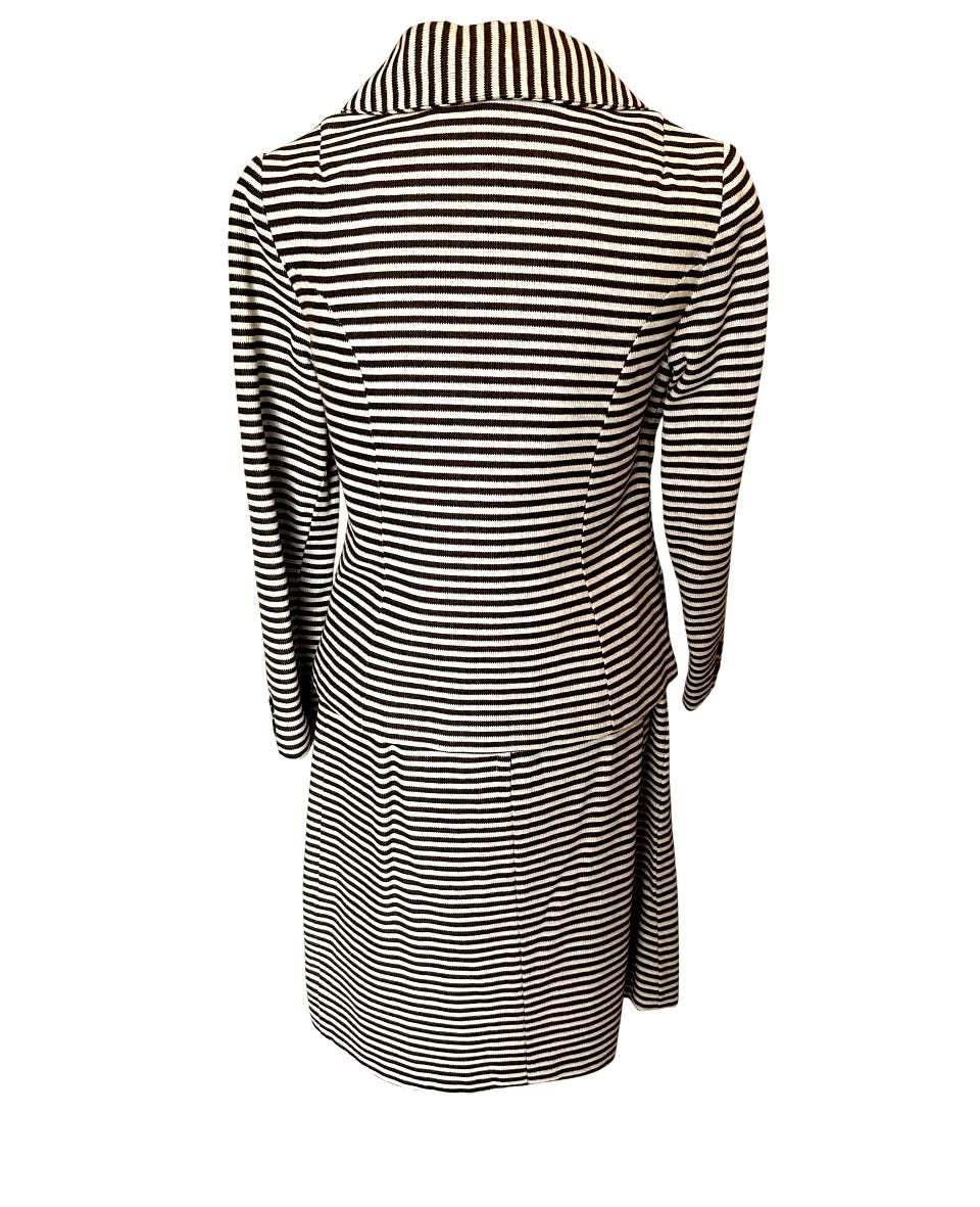 Vintage 1960s Striped Knit Skirt Suit: High-end Double Button