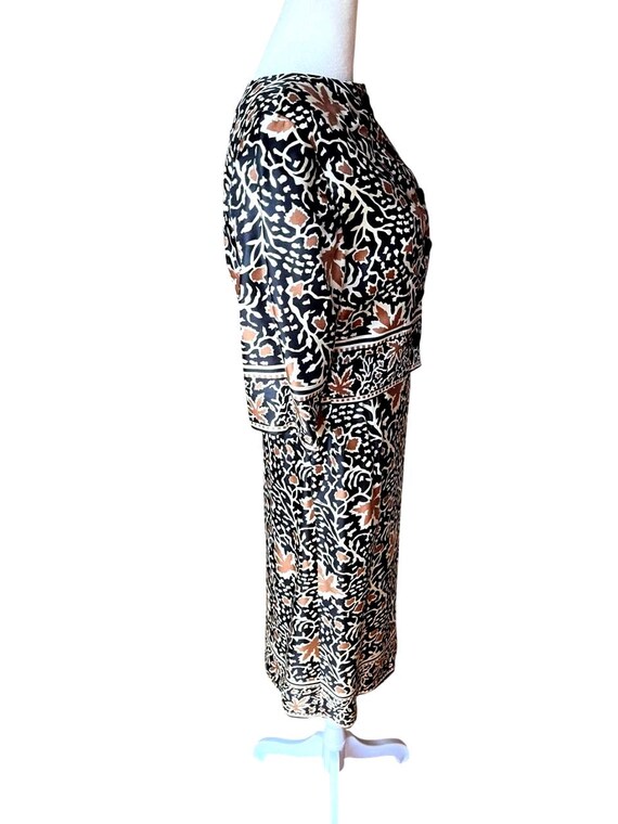Vintage Silk Leaf Print Dress and Cropped Jacket … - image 5