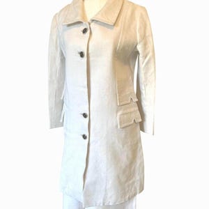 White Linen Designer Suit | Vintage 1965 Long Linen Blazer Suit Jacket and Matching Skirt