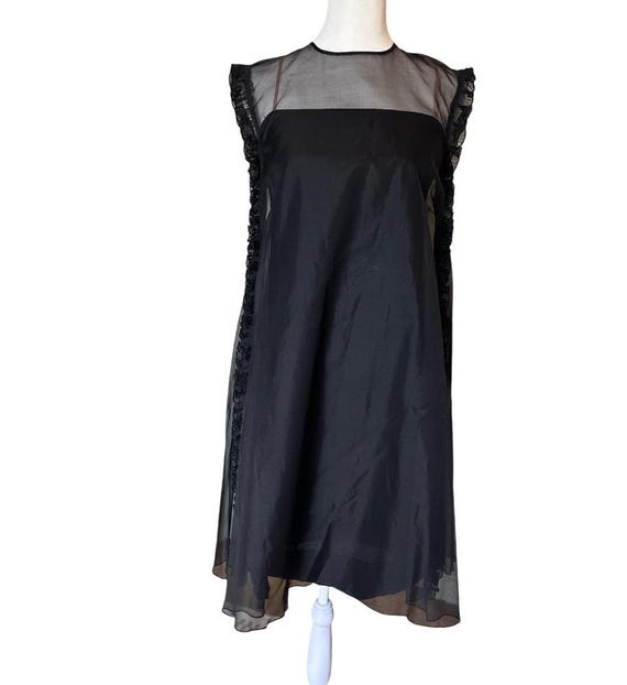 coast black strapless dress Elegant Black Strapless Ruched Mini Dress with Sheer Side Train S