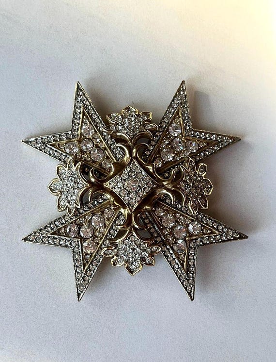 Kenneth Jay Lane Crystal Star Brooch: 1960s Vinta… - image 3