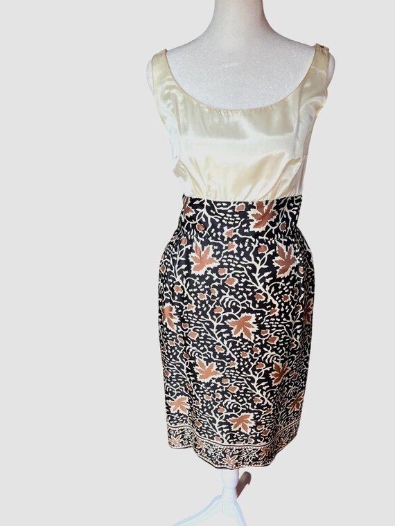 Vintage Silk Leaf Print Dress and Cropped Jacket … - image 8