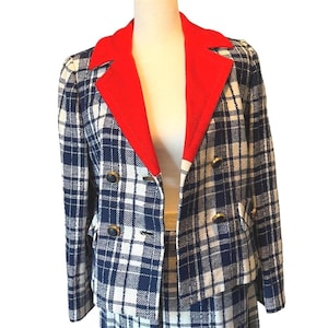 Vintage Plaid Blazer Jacket and Skirt Matching Set by Suburban Fashions Rochester