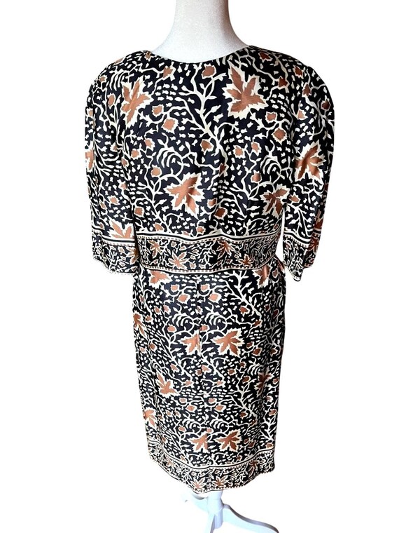 Vintage Silk Leaf Print Dress and Cropped Jacket … - image 3