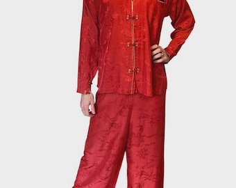 Vintage 1940er Jahre Lounge Set: Chinesischer Blumenpyjama