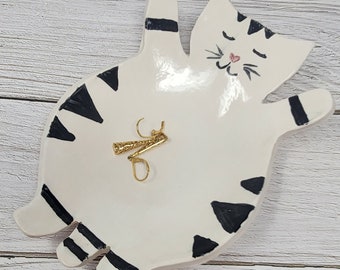 Black and White Cat Trinket Dish