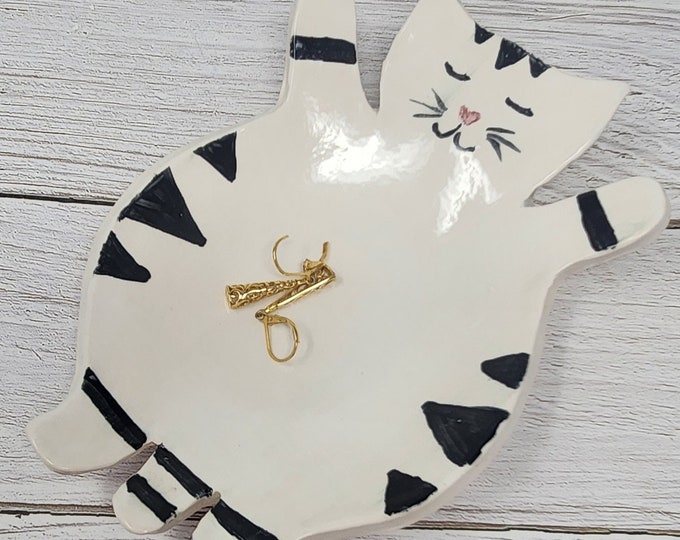 Black and White Cat Trinket Dish