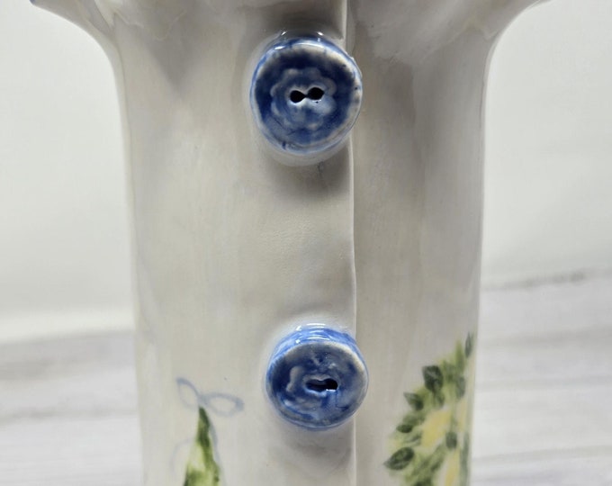 White and Blue Topiary Ceramic Vase