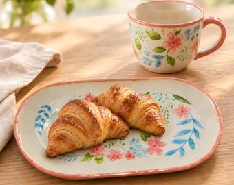 Floral Plate and Cup Breakfast Set