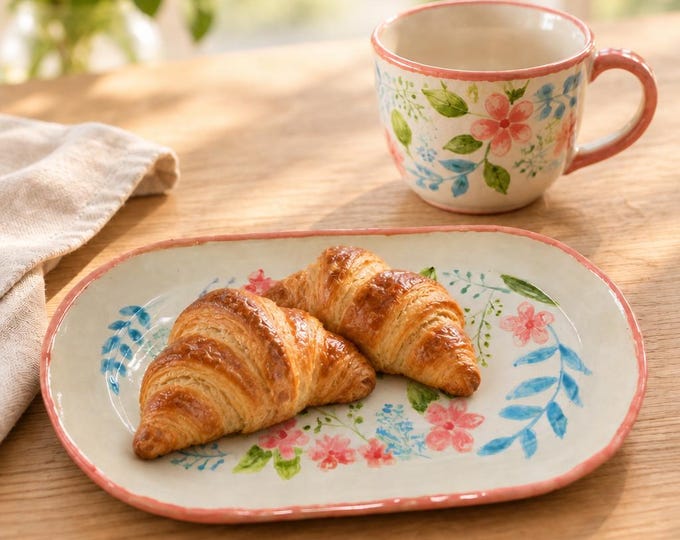 Floral Plate and Cup Breakfast Set