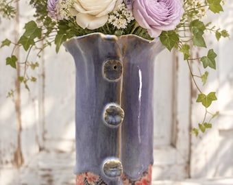 Handmade Purple Floral Ceramic Vase