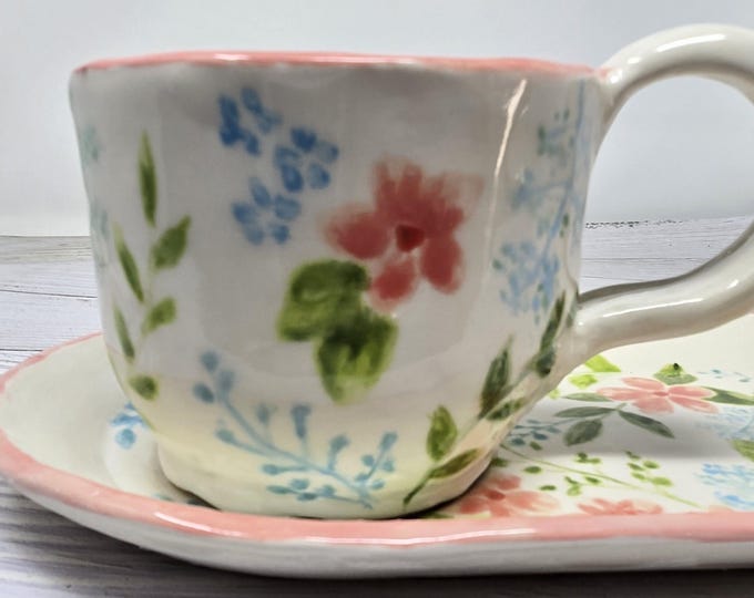 Floral Plate and Cup Breakfast Set