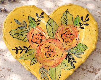 Handmade Ceramic Heart Trinket Dish