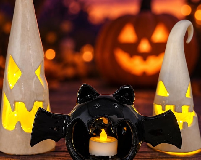 Handmade Bat Luminary/Treat Dish
