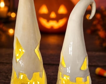 Handmade Ghost Luminary: Glazed Ceramic Halloween Decor