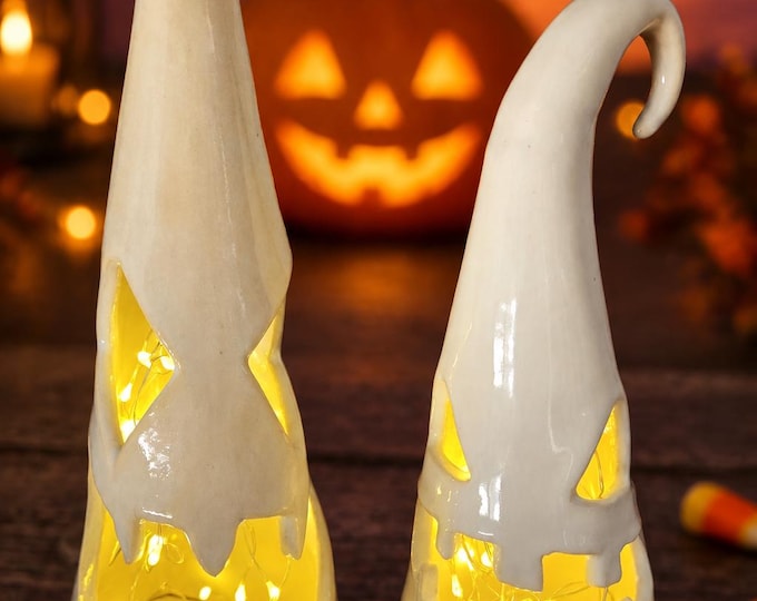 Handmade Ghost Luminary: Glazed Ceramic Halloween Decor