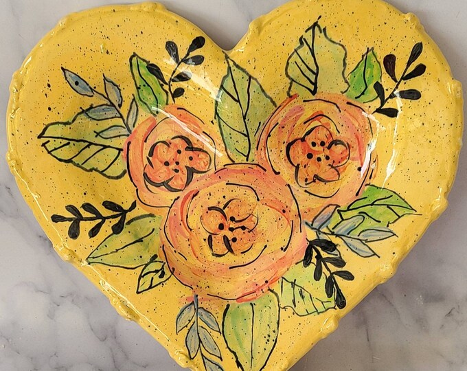 Large Ceramic Heart Trinket Dish