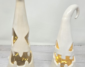 Handmade Ghost Luminary: Glazed Ceramic Halloween Decor