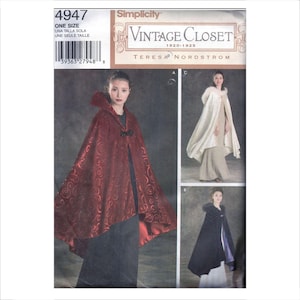 Vintage Closet Circa 1920 • Sewing Pattern for Victorian Cape •  One Size  • Simplicity 4947
