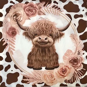 P-4 Chubby Cute Highland Cow Tovaglioli di carta stampati, per decoupage e bricolage, tovaglioli da cena a 2 veli, decorazioni da tavola