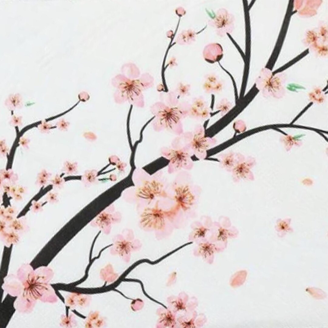 Q-3 Cherry Blossoms Printed Paper Napkins, for Decoupage & DIY Crafts ...