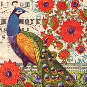 L-5s Art Deco Peacock-papieren servetten, voor decoupage en knutselen, 2-laags dinerservetten, tafeldecor