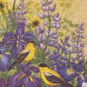 L-9s papieren servetten vink en irissen, voor decoupage en knutselen, 2-laags dinerservetten, tafeldecor