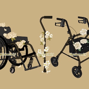Floral Mobility Aid Clear Stickers Olive