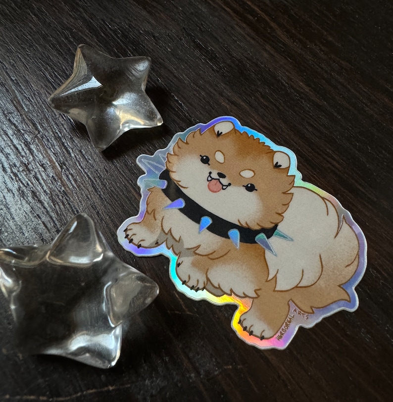 A photo of the sticker indoors.