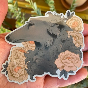 Borzoi Floral Sticker