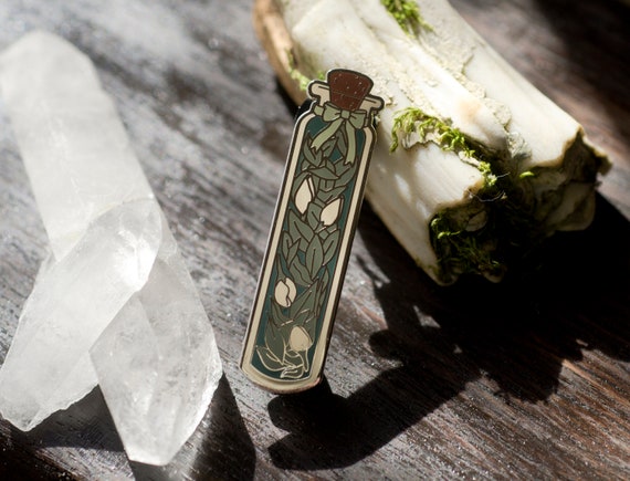 Green Witch Bottle of Herbs Enamel Pin