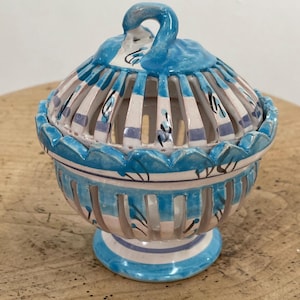 Tunisian open-work ceramic bowl and lid
