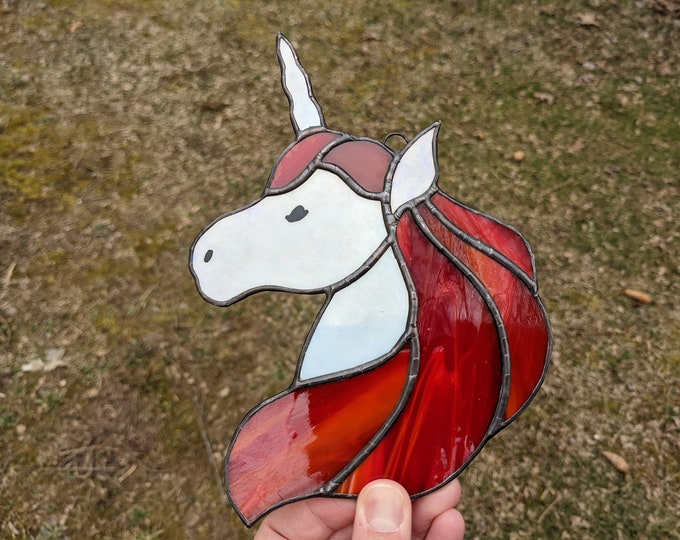 Stained glass unicorn suncatcher